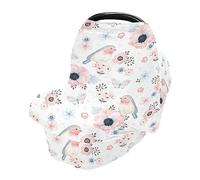 Car Seat Covers for Babies Breathable Shopping Cart Cover Stretchy & Soft High Chair Cover Multi-use Cover Watercolor Birds Animal Robin Safari
