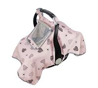 Car seat Covers for Babies, Infant Carseat Canopy for Newborn Carrier, Kick Proof Yet Anti-Slip Design, Muslin, fit Summer, Spring, Autumn, Pink Heart, Perfect for Girl;