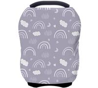 Car Seat Covers for Babies - Multi- use Nursing Carseat Canopy, Breastfeeding Covers, Baby Shower Gifts for Boys and Girls (Grey Rainbow)