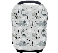 Car Seat Covers for Babies - Multi- use Nursing Carseat Canopy, Breastfeeding Covers, Baby Shower Gifts for Boys and Girls (Grey Dinosaur)