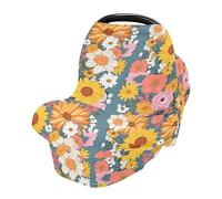 Car Seat Covers for Babies Stretchy & Soft High Chair Cover Breathable Breastfeeding Cover Multi-use Cover Flowers Tulips Pink Red Yellow