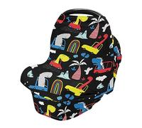 Car Seat Covers for Babies Stretchy & Soft High Chair Cover Breathable Infant Car Seat Canopy Multi-use Cover Cute Funny Dinosaur