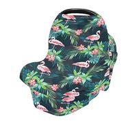 Car Seat Covers for Babies Stretchy & Soft High Chair Cover Breathable Shopping Cart Cover Shower Gifts Tropical Flamingos