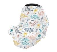 Car Seat Covers for Babies Stretchy & Soft High Chair Cover Breathable Shopping Cart Cover Shower Gifts Childish Doodle Striped Cute Dinosaurs