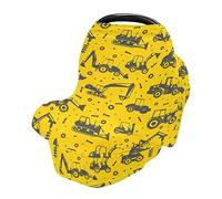 Car Seat Covers for Babies Stretchy & Soft Infant Car Seat Canopy Breathable Shopping Cart Cover Shower Gifts Seamless Pattern Silhouette Heavy Equipment