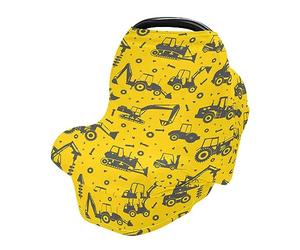 Car Seat Covers for Babies Stretchy & Soft Infant Car Seat Canopy Breathable Shopping Cart Cover Shower Gifts Seamless Pattern Silhouette Heavy Equipment