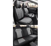 Car Seat Covers for BYD e2 2019-2020 2021 2022 2023 2024 2025 2026, Waterproof Leather Full Set, Can Protect Front and Rear Seats, Side Airbag Compatible,Beige + Gray