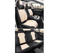 Car Seat Covers for Jaguar XFL 2017-2024 2025 Convex on the left, flat on the left, Waterproof Leather Full Set, Can Protect Front and Rear Seats, Side Airbag Compatible,Beige + Black