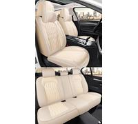 Car Seat Covers for Kia Soul 2010-2011 2012 2013 2014 2015 2016, Waterproof Leather Full Set, Can Protect Front and Rear Seats, Side Airbag Compatible,Beige