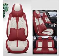 Car Seat Covers For Nissan For Qashqai For Primera P12 For Tiida For Almera For Classic For Patrol For Pathfinder R51 For X Trail T31 For Kicks For March Car Seat Seat Cover(Beige+Red,Deluxe)