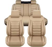 Car Seat Covers for Skoda Superb 2004-2025,Leather Full Set Suitable Breathable Waterproof Soft Material Auto Seat Cover Non-Slip Interior Accessorie,C/Beige