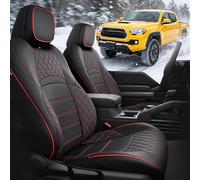 Car Seat Covers for Toyota Tacoma: 2024 2025 Double Cab SR, SR5, TRD Sport, TRD Off-Road, Limited - Full Set Custom Fit Full Coverage Truck Seat Protector, Waterproof Pick up Accessories, BlackRed