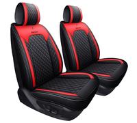 Car Seat Covers Front Seats Only Leather Waterproof Seat Cushion Universal for Rav4 Kia Sorento Pilot Hrv Ridgeline Odyssey Chr Ford Ranger Edge Chevy Equinox VW(2 PCS Front, Black-Red)