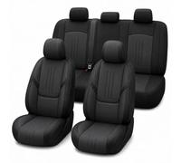 Car Seat Covers Full Set 5 Seats fits Mercedes C200 Universal Front and Rear Seat Protectors, Suede-Like Spandex Fabric, Airbag Compatible, Split Rear Bench, Black
