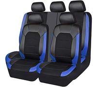 Car Seat Covers Full Set for Peugeot 107 108 206 207 207CC 208 307 307CC 308 308CC 406 407,Waterproof Scratch Resistant Protect Front and Rear Pu Leather Seat Covers Protectors,A/Black-Blue