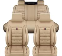 Car Seat Covers Full Set for Peugeot 208 1.2 PureTech, Leather Seats Full Surround Waterproof Seat Cushion Interior Accessories,B-Beige