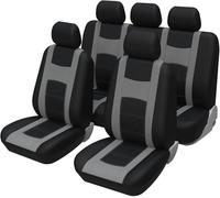 Car Seat Covers Full Set for Skoda Rapid (NH3) Hatchback Spaceback 2012-2019, Cloth Car Seat Cushion Full Set Breathable Washable Front Rear Protectors Accessories,B-Grey