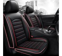Car Seat Covers Full Set for Toyota RAV4 Hybrid 2019-2023, Leather Car Cushion Covers Waterproof NonSlip Front Rear Seat Protectors Accessories,Black_Red/A