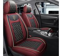 Car Seat Covers Full Set, Super Luxurious Heavy Universal Duty Waterproof Leather Automotive Vehicle Cover for Cars SUV Pick-up Truck, Non-Slip Seat Pink Car Accessories (2 PCS Front/Wine Red)