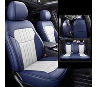 Car Seat Covers Set For Dodge For Challenger 2008-2022 Vegan Leather + Suede Custom Fitted Interior Protector Seat Cover Cushion(Blue+White B)