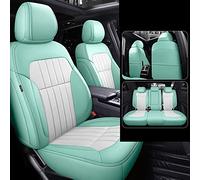 Car Seat Covers Set For Dodge For Challenger 2008-2022 Vegan Leather + Suede Custom Fitted Interior Protector Seat Cover Cushion(Light Green+White B)