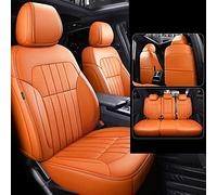 Car Seat Covers Set For Dodge For Challenger 2008-2022 Vegan Leather + Suede Custom Fitted Interior Protector Seat Cover Cushion(Orange B)