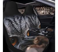 Car Seat Covers Set of 2 PCS Breathable Front Seat Covers Elastic Seats Cushion Pad A gray owl pokes its head out of a tree hole Seat Covers Universal Automotive Cushion Protector for SUVs Vans Sedan
