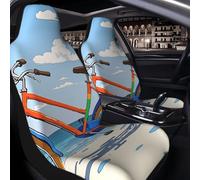 Car Seat Covers Set of 2 PCS Breathable Front Seat Covers Elastic Seats Cushion Pad Colorful bicycle Seat Covers Universal Automotive Cushion Protector Car Interior Accessories for SUVs Vans Sedan