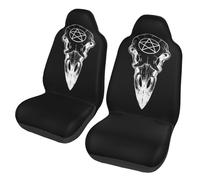 Car Seat Covers Wiccan Pentagram Crow Skull Triple Moon Goddess Set Of 2 Car Seat Cushions Durable Automotive Seats Cover For Truck Men Women 52X138Cm