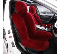 Car Seat Cushion, Winter Warm Australian Sheep Wool Car Seat Covers, Long Wool Front Seat Covers, fits Most Cars, Trucks, Suvs or Vans,Red