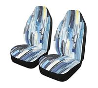Car Seat Cushions Abstract Multicolor Stripes Ink Texture Blue Dark Grey Yellow Seat Covers Front Universal Seat Covers Breathable Heavy Duty Auto Seat Cover For All Seasons 2-Piece Set