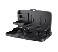 Car Seat Folding Tray, Drink Food Backseat Table Tray Foldable, Rear Passenger Road Trip Eating Multi-Functional Auto Organizer for Keys, Napkin, Phone, Meals