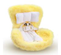 Car Seat for Dolls, Decorative Plush Sofa with Soft Furry Cushion, Clip, Safety Belt Plush Toy Car Seat Decor Doll Ornaments Accessories for Display Dolls Safety Seat (yellow)