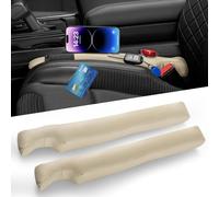 Car Seat Gap Filler, 2 Pack Leather Universal Gap Stopper for Car Truck SUV to Block The Gap Between Seat and Console Organizer Stop Things from Dropping, Beige