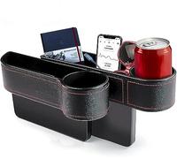 Car Seat Gap Filler, 2 Pack Multifunctional Car Seat Organizer with Cup Holder, Car Console Side Organizer for Cellphones, Wallets, Keys, Coin, Cards, Sunglasses, Passenger Side & Driver Side - Black