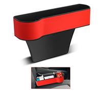 Car Seat Gap Filler, MSDADA PU Leather Car Organizer Front Seat Car Cup Holder, USB Charging Hole, Car Console Side Pocket Car Seat Gap Storage Box for Wallet, Cellphones, Keys, Cards, Coins(Red)