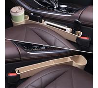 Car Seat Gap Filler, Multifunctional Seat Side Gap Filler with Cup Holder & Organizer, Gap Stopper Universal Fit Car SUV Truck Fill The Gap Between Seat & Console Set of 2 (Beige)