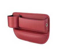 Car Seat Gap Filler Organiser for VW Scirocco 2008-2018, PU Leather, with Cup Holder and Charging Cable Port, Large Capacity,G Volcanic Red-Left
