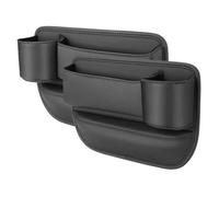 Car Seat Gap Filler Organizer for Audi Q2 Q3 Q4 Q5 Q5L Q7 Q8, PU Leather Front Seat Crevice Storage Box Console Side Pockets with Cup Holder,C/Black