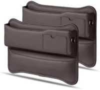 Car Seat Gap Filler Organizer for VW T6 California 2016-2023, PU Leather Front Seat Storage Box Console Side Pocket Phones Keys Cards Organiser,A/Brown