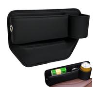 Car Seat Gap Filler Waterproof Car Leather Cup Holder Gap Gag with Charging Hole Seat Storage Box Partitioned Organizer for Phones Glasses Keys Cards Black (co-pilot)