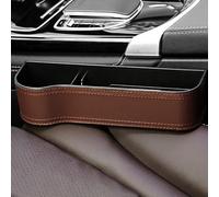 Car Seat Gap Filling Storage Box for BMW M8 F91 F92 F93 Coupé/Cabrio/Gran Coupé M8CS M8 CS 2018-2023, Leather Material Multifunctional Console Gap Filler Storage Box,Brown-Driver's seat