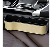 Car Seat Gap Filling Storage Box for BMW Serie 2 F45/F46 U06 Active Tourer/Gran Tourer 2014-2025, Leather Material Multifunctional Console Gap Filler Storage Box,Beige-Driver's seat