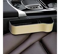 Car Seat Gap Filling Storage Box for Mini Hatch R50 R56 F55 F56 JCW/One/One D/Cooper/S 2011-2024, Leather Material Multifunctional Console Gap Filler Storage Box,Beige-Passenger seat
