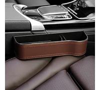 Car Seat Gap Filling Storage Box for Nissan Armada/Rogue 3.GEN/2.Gen/1. Gen 2011-2021, Leather Material Multifunctional Console Gap Filler Storage Box,Brown-Passenger seat