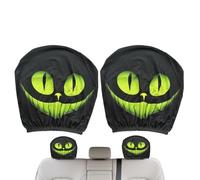 Car Seat Headrest Cover - Big Eyes Headrest Protector for Vehicle | Elastic Polyester with Stretch Fit, Spooky Decoration for Road Trips, Travel, Driving, Birthday