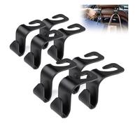 Car Seat Headrest Hooks, Pack of 8, Black, 2.4 x 4.3 inch, Universal Backseat Organizer Hooks for Bags and Shopping Bags