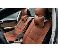 Car Seat Headrest Pad - Bone-Shaped Memory Foam Neck Support for Trucks & Cars, PU Leather Cover, 28 x 18 x 9 cm, Black(Brown)