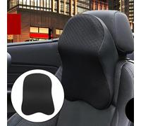 Car Seat Headrest Pad with Memory Foam for Neck and Head Support - Black Polyester Cushion for Cars, Planes, Trains, Buses, and Home Use