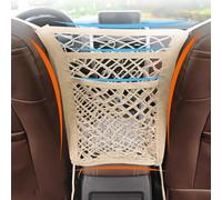 Car Seat Net Organiser for Ferrari 296 | 12Cilindri | Amalfi | Daytona SP3 | F80 | SF90, Elastic Mesh, Between Seats Storage Bag, Handbag Holder Pet Barrier,G Three floors-Beige